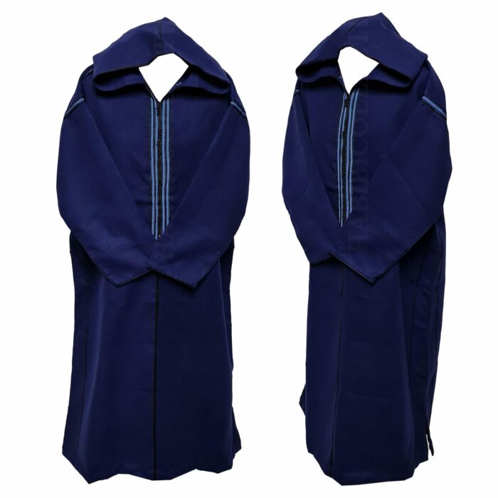Swcshwl Msl067 Moroccan Winter Cashmere Wool Blend Blue Hooded Jubba Thobe Djellaba