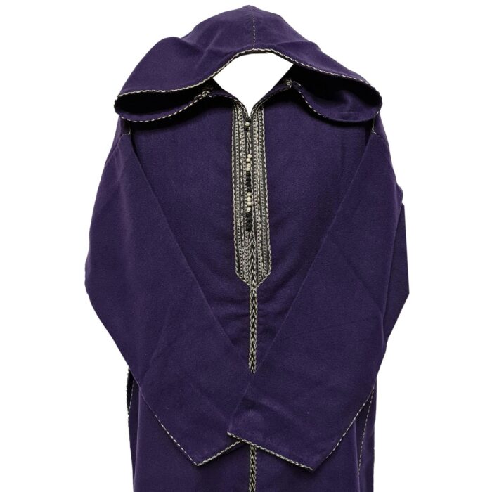 Swcshwl Msl068 Moroccan Winter Cashmere Wool Blend Purple Hooded Jubba Thobe Djellaba (1)