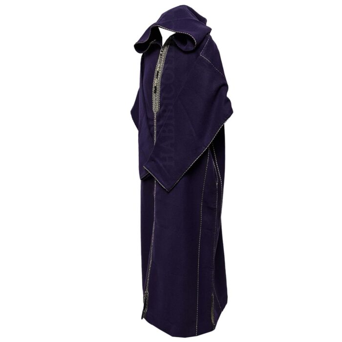 Swcshwl Msl068 Moroccan Winter Cashmere Wool Blend Purple Hooded Jubba Thobe Djellaba (2)