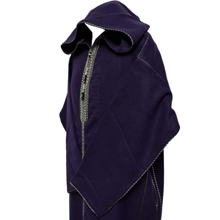 Swcshwl Msl068 Moroccan Winter Cashmere Wool Blend Purple Hooded Jubba Thobe Djellaba (3)