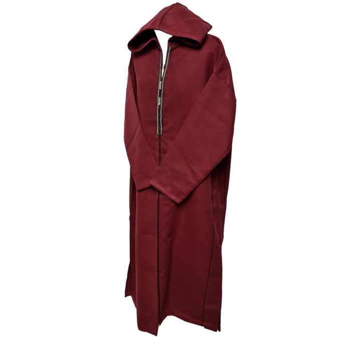 Swcshwl Msl069 Moroccan Winter Cashmere Wool Blend Maroon Hooded Jubba Thobe Djellaba (2)