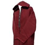 Swcshwl Msl069 Moroccan Winter Cashmere Wool Blend Maroon Hooded Jubba Thobe Djellaba (3)