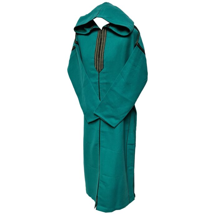 Swcshwl Msl077 Moroccan Winter Cashmere Wool Blend Turquoise Hooded Jubba Thobe Djellaba (6)