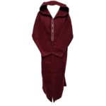 Swcshwl Msl086 Moroccan Winter Cashmere Wool Blend Maroon Hooded Jubba Thobe Djellaba (1)