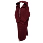 Swcshwl Msl086 Moroccan Winter Cashmere Wool Blend Maroon Hooded Jubba Thobe Djellaba (3)