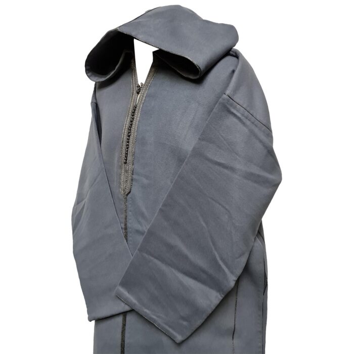 Swcshwl Msl095 Moroccan Winter Cashmere Wool Blend Grey Hooded Jubba Thobe Djellaba (4)