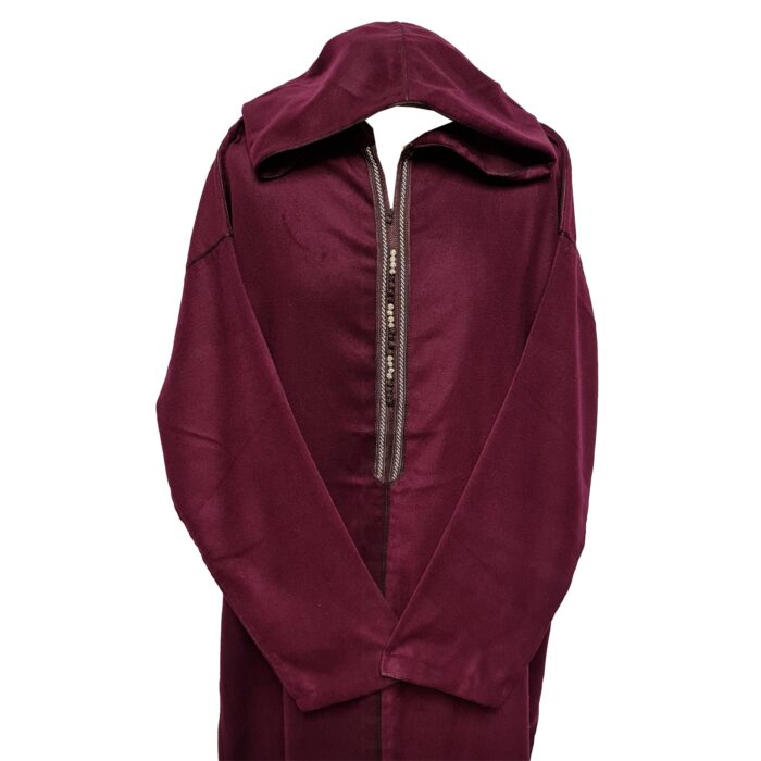 Swcshwl031 Oversized Maroon Winter Cashmere Wool Blend Hooded Long Sleeves Thobe Djelleba Habibi Collections 160231