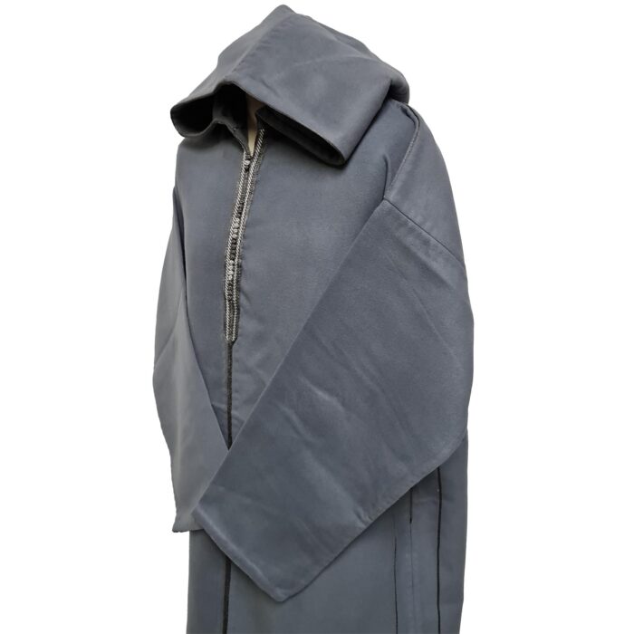 Swcshwlwpc 0444 Super Warm Grey Moroccan Winter Cashmere Wool Blend Hooded Thobe Djellaba (1)