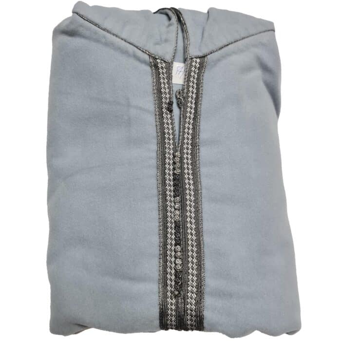 Swcshwlwpc 2024aa Moroccan Winter Cashmere Wool Blend Light Grey Hooded Jubba Thobe Djellaba (6)