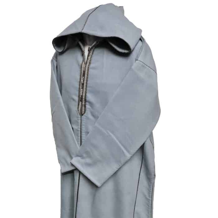 Swcshwlwpc 2024aa Moroccan Winter Cashmere Wool Blend Light Grey Hooded Jubba Thobe Djellaba (9)