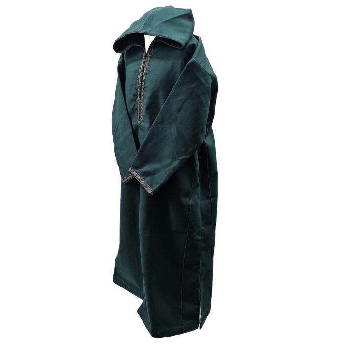 Super Warm Dark Green Moroccan Winter Cashmere Wool Blend Hooded Thobe Djellaba (1)