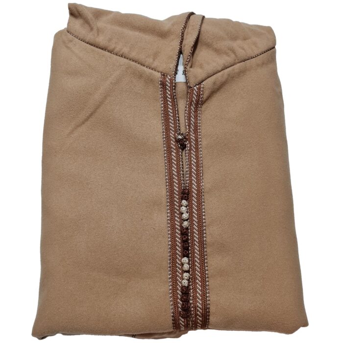 Super Warm Moroccan Winter Cashmere Wool Blend Beige Hooded Thobe Djellaba