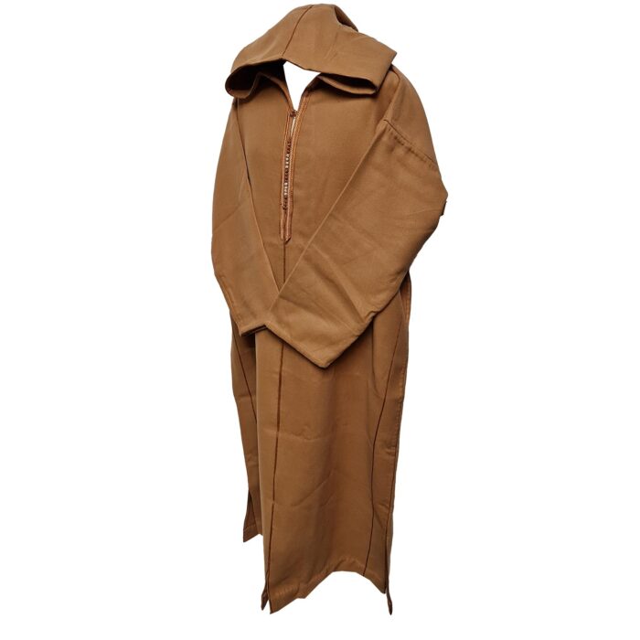 Super Warm Moroccan Winter Cashmere Wool Blend Camel Brown Hooded Thobe Djellaba (4)