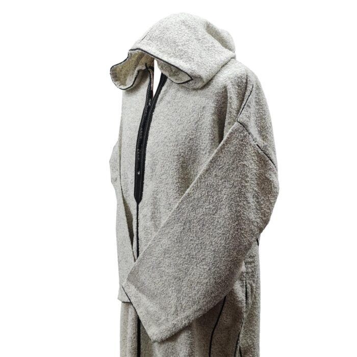 Super Warm Off White Grey Moroccan Cashmere Winter Wool Blend Thobe Djellaba (3)