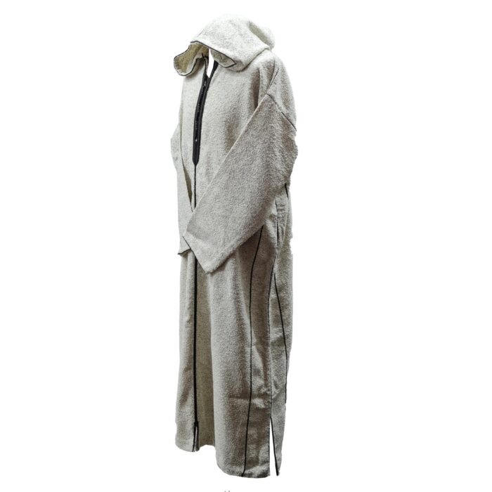 Super Warm Off White Grey Moroccan Cashmere Winter Wool Blend Thobe Djellaba (4)