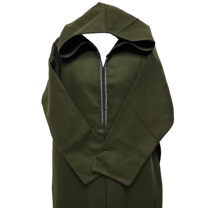 Super Warm Olive Green Moroccan Winter Cashmere Wool Blend Hooded Thobe Djellaba (11)