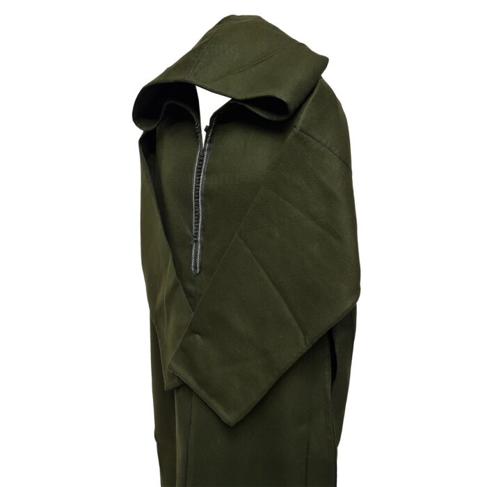 Super Warm Olive Green Moroccan Winter Cashmere Wool Blend Hooded Thobe Djellaba (9)