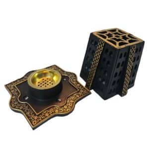 Td370 Ceramic Incense Burner Bakhoor Burner High Quality Magnetic Top Black White (1)