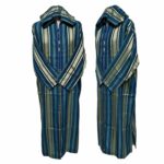 Turqbluctnhd 001 Men's Moroccan Turquoise Blue Gold Cotton Hooded Thobe Jubba Djellaba (10)