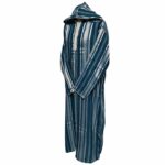 Turqbluctnhd 002 Men's Moroccan Turquoise Blue Silver Cotton Hooded Thobe Jubba Djellaba (64)