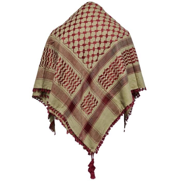 Unisex Maroon Beige Arab Head Scarf Wrap Arafat Keffiyeh Yashmagh (7)