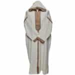 Unisex Moroccan Cotton Blend Cream Hooded Thobe Djellaba Jubba (2)