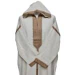 Unisex Moroccan Cotton Blend Cream Hooded Thobe Djellaba Jubba (3)
