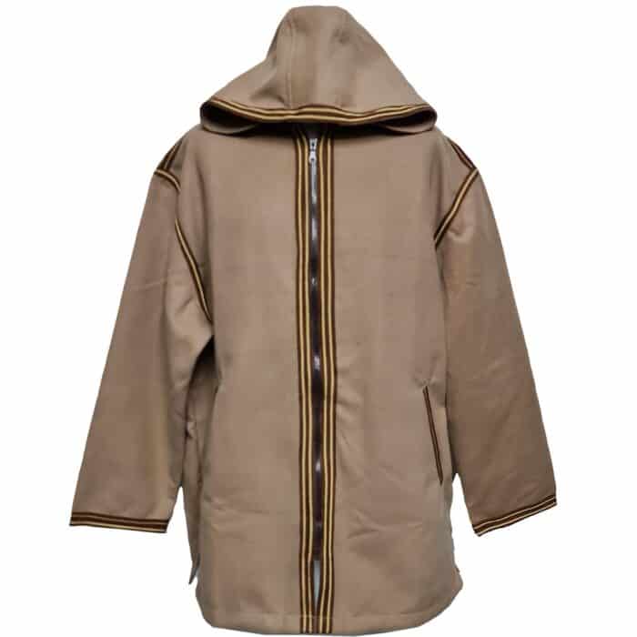 Unisex Moroccan Hooded Cashmere Wool Blend Winter Baja Jerga Jacket Beige (2)