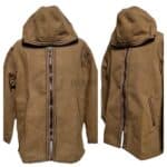 Unisex Moroccan Hooded Cashmere Wool Blend Winter Baja Jerga Jacket Brown