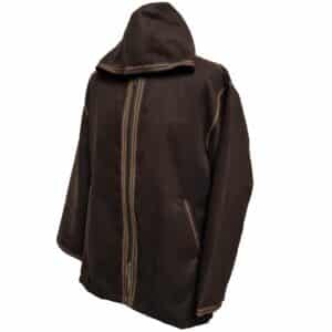 Unisex Moroccan Hooded Cashmere Wool Blend Winter Baja Jerga Jacket Dark Brown (1)