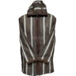 Unisex Moroccan Hooded Wool Blend Winter Baja Jerga Jacket Brownwhite Striped (3)