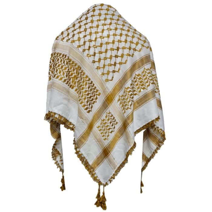 Unisex Off White Brown Arab Head Scarf Wrap Arafat Keffiyeh Yashmagh (4)