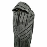 Men's Grey Striped Moroccan Winter Wool Thobe Long Sleeve