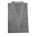 Men Moroccan Short Sleeve V-Neck Grey Thobe Jubba Kandora Dishdash