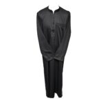 Volkeneck 004 Men's High Quality Collared Grey Long Sleeve Thobe Jubba 111707