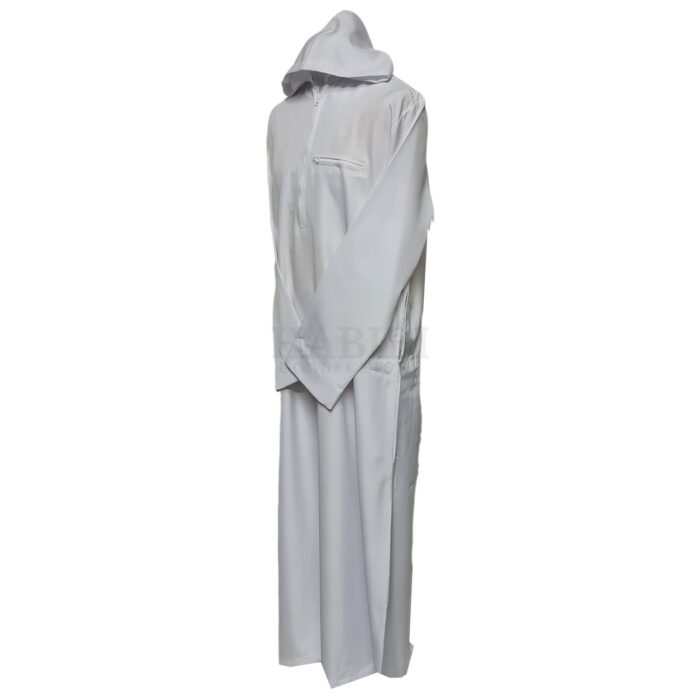 Volkwht 003 White Moroccan Hooded Long Sleeve Thobe Djelleba (3)