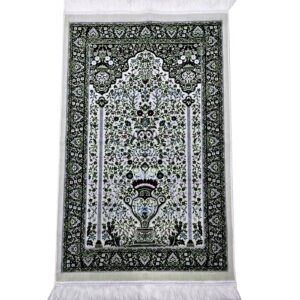 Beautiful Dark Green Vase Floral Prayer Mat