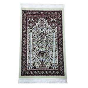 Beautiful Maroon Vase Floral Prayer Mat