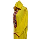 Wmnctnhd 002 Women's Moroccan Hooded Long Sleeve Yellow Cotton Djellaba Kaftan (4)