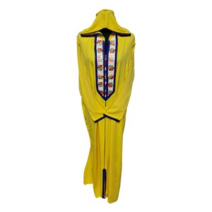 Wmnctnhd 003 Women's Moroccan Hooded Long Sleeve Yellow Cotton Djellaba Kaftan (5)