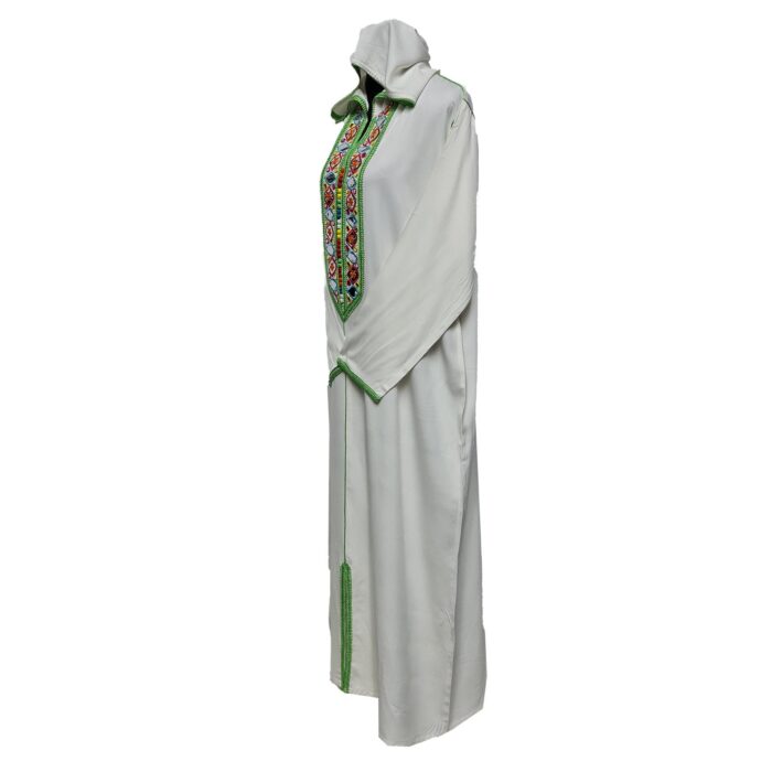 Wmnctnhd 008 Women's Moroccan Hooded Long Sleeve Cream Cotton Long Djellaba Kaftan (7)