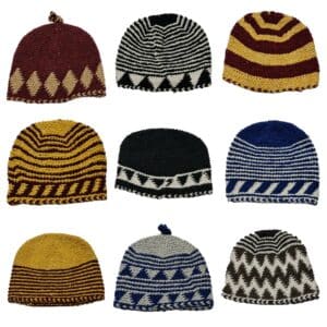 Woolht 0034 Unisex Moroccan Hand Knitted Wool Hats 100% Hand Knitted Wool.made In Morocco