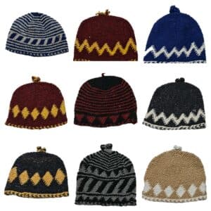 Woolht 7945 Unisex Moroccan Hand Knitted Wool Hats 100% Hand Knitted Wool.made In Morocco