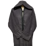 Woolnorml 0021 Moroccan Dark Grey Wool Blend Long Sleeve Hooded Jubba Thobe Djellaba(6)