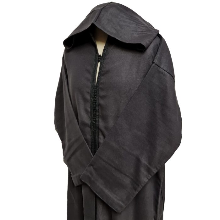 Woolnorml 0021 Moroccan Dark Grey Wool Blend Long Sleeve Hooded Jubba Thobe Djellaba(7)