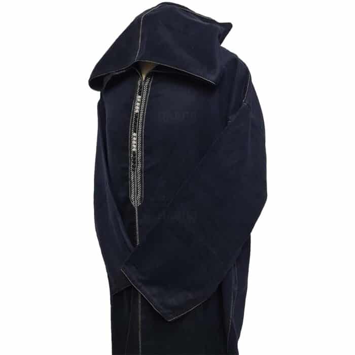 Woolnorml 0040c Moroccan Navy Blue Winter Wool Blend Hooded Long Sleeves Thobe Djellaba (7)