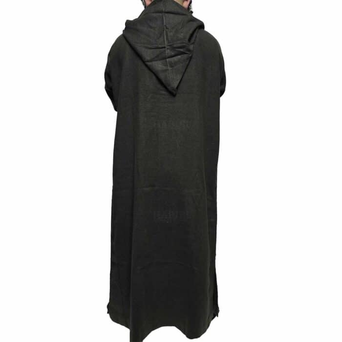 Woolnorml 20026 Moroccan Winter Wool Blend Olive Green Long Sleeve Hooded Thobe Djellaba(5)