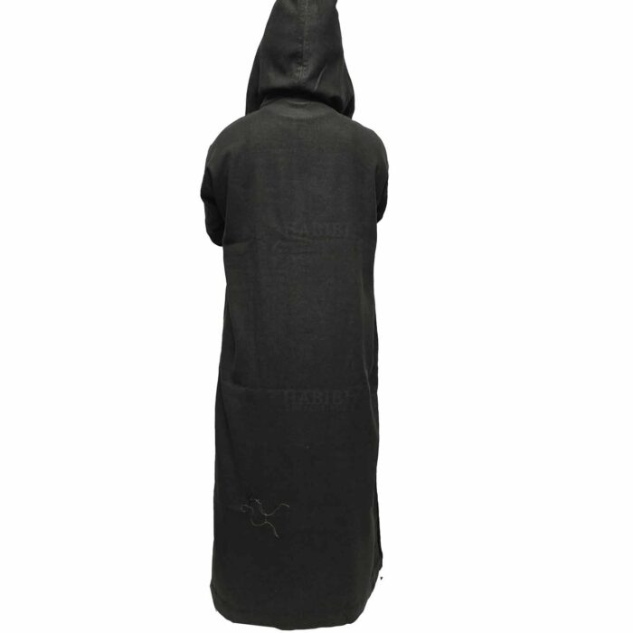 Woolnorml 20026 Moroccan Winter Wool Blend Olive Green Long Sleeve Hooded Thobe Djellaba(9)