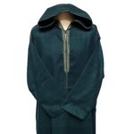 Woolwpc 002 Moroccan Dark Green Cotton Malifa Wool Blend Long Sleeve Hooded Jubba Thobe Djellaba (3)