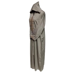 Women Moroccan Greycotton Malifa Wool Blend Long Sleeve Hooded Djellaba Jalabiya (11)